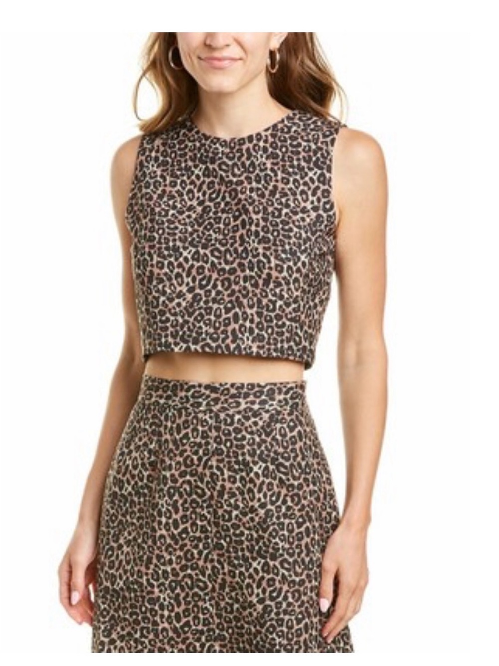 French Connection Leopard Print Crop Top/Skirt Set